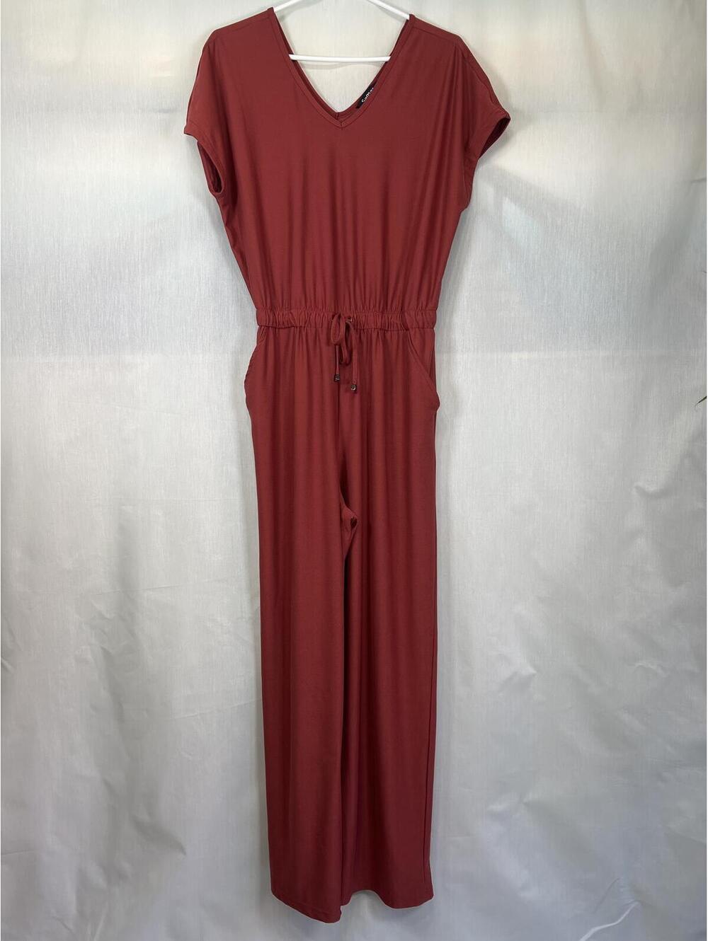 Sansara Burgundy V-Neck Jumpsuit Women's Small
